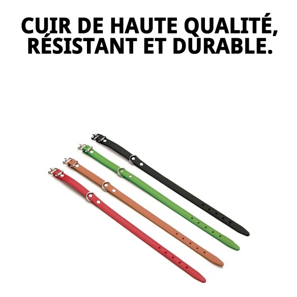 Collier en cuir lisse 40x1,5 cm - Qualité et style pour votre chien