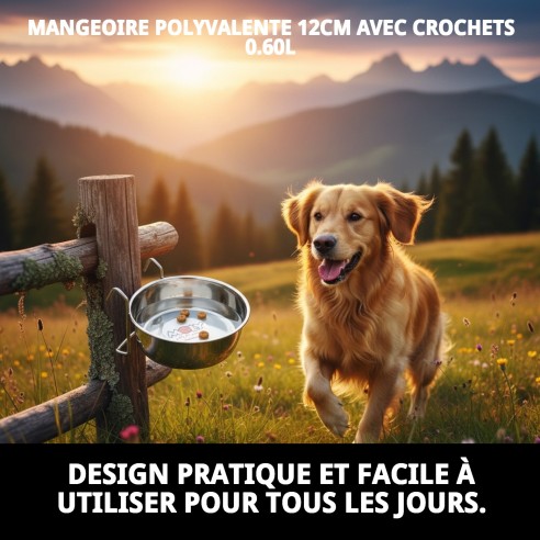 Comedero Multiusos 12cm avec Crochets - Idéal pour Animaux de Compagnie