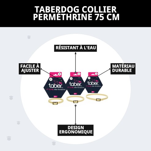 Collier Taber Perméthrine 75 cm pour chiens : protection efficace