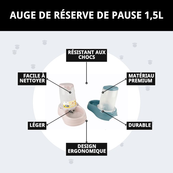 Comportement Break Réserve 1,5L pour animaux de compagnie - Pratique et élégant !