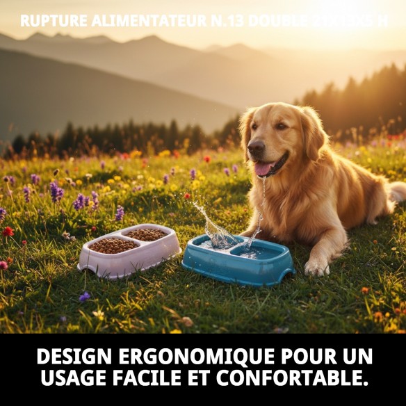 Double Gamelle Break N.13 pour Animaux - 21x13x5 cm