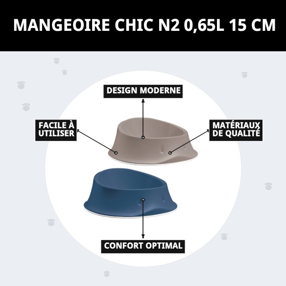 Bol Chic N2 0,65L - Élégance et confort pour votre animal de compagnie.