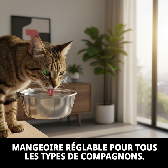 Bols de Nourriture Multi-Usages Réglable 12,5 cm - Idéal pour Animaux de Compagnie