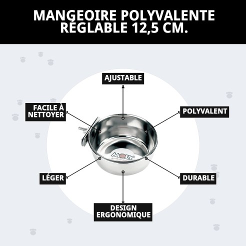 Bols de Nourriture Multi-Usages Réglable 12,5 cm - Idéal pour Animaux de Compagnie