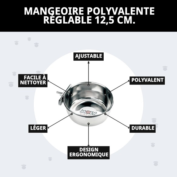 Bols de Nourriture Multi-Usages Réglable 12,5 cm - Idéal pour Animaux de Compagnie