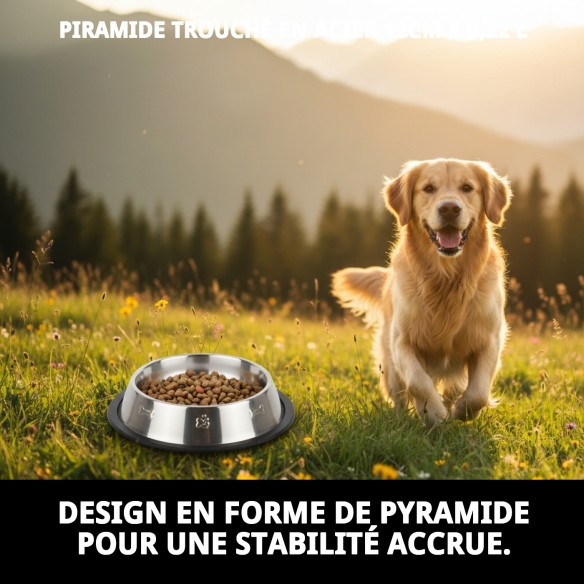 Bol de Nourriture en Acier Pyramide 12cm - Design Moderne et Pratique