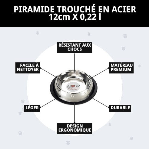 Bol de Nourriture en Acier Pyramide 12cm - Design Moderne et Pratique