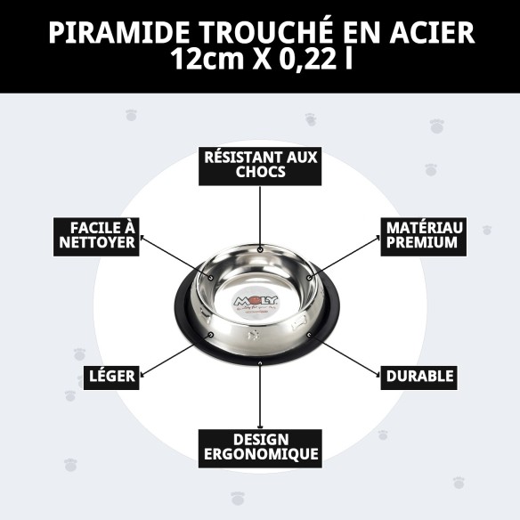 Bol de Nourriture en Acier Pyramide 12cm - Design Moderne et Pratique