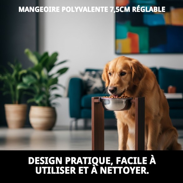 Comedero Multiusos Ajustable 7,5 cm pour Animaux de Compagnie
