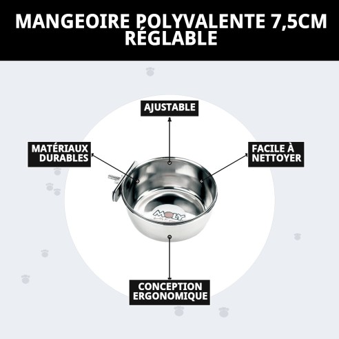 Comedero Multiusos Ajustable 7,5 cm pour Animaux de Compagnie
