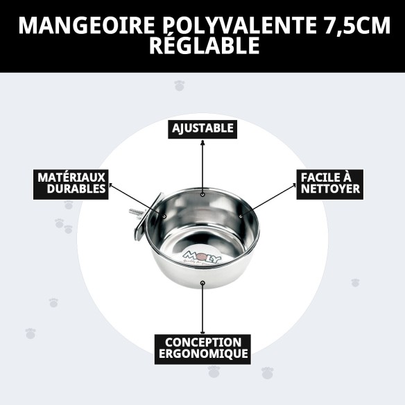 Comedero Multiusos Ajustable 7,5 cm pour Animaux de Compagnie