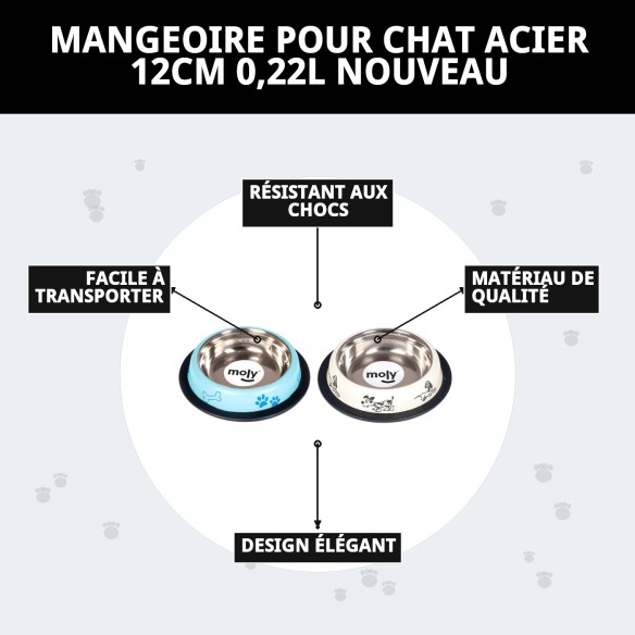 Gamelle en Acier Inoxydable pour Chat 12cm - Haute Qualité