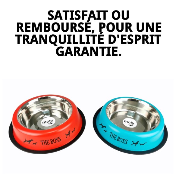 Bol de nourriture en acier antidérapant Draw 22 cm 1,55 L pour animaux de compagnie.