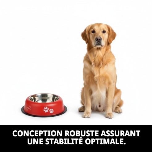 Gamelle en Acier Antidérapante Draw 25cm 2,35L pour Animaux de Compagnie