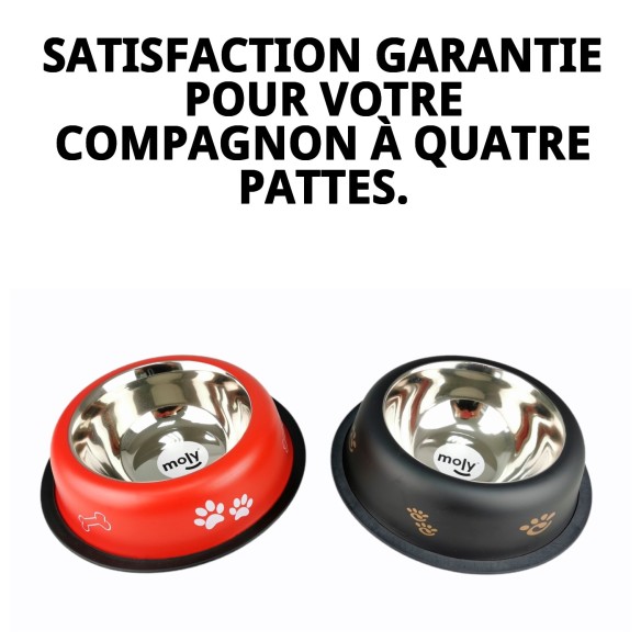 Gamelle en Acier Antidérapante Draw 25cm 2,35L pour Animaux de Compagnie