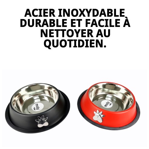 Bol en Acier Antidérapant Motif 18cm 0,90L pour Animaux de Compagnie