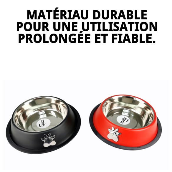 Bol en acier antidérapant Motif 22 cm 1,55 L pour animaux de compagnie.
