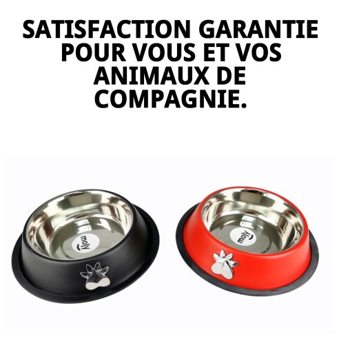 Bol en acier antidérapant Motif 22 cm 1,55 L pour animaux de compagnie.
