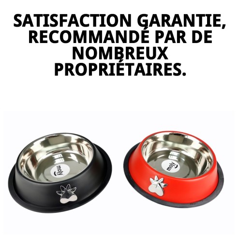 Gamelle en Acier Antidérapante Motif 25cm 2,35L pour Animaux de Compagnie