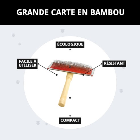 Brosse en Bambou Grande pour Toilettage d'Animaux