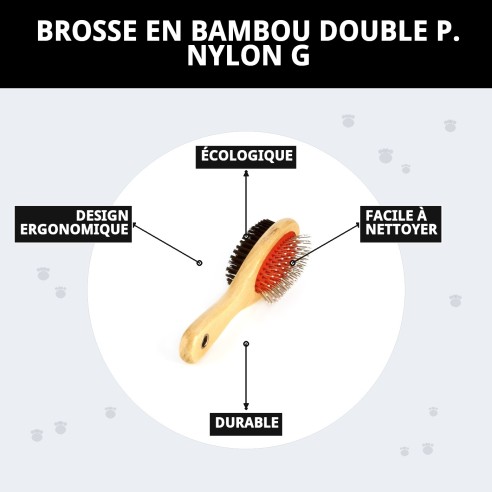 Brosse Double en Bambou avec Nylon pour Animaux - Prenez Soin de Leur Peau