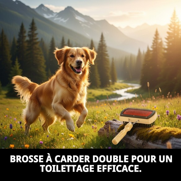 Brosse en Bambou Double Face pour Animaux - Moly
