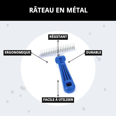 Râteau Métallique pour Animaux de Compagnie - Qualité et Durabilité