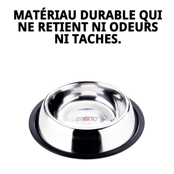Bol anti-dérapant en acier 16 cm 0,55 L pour animaux de compagnie.