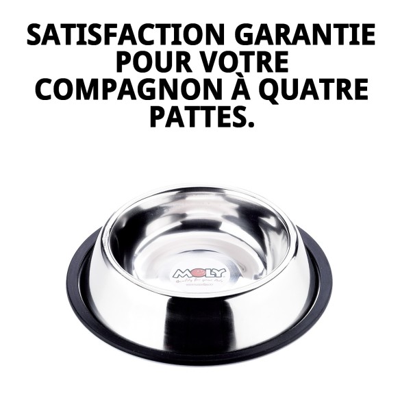 Bol anti-dérapant en acier 16 cm 0,55 L pour animaux de compagnie.