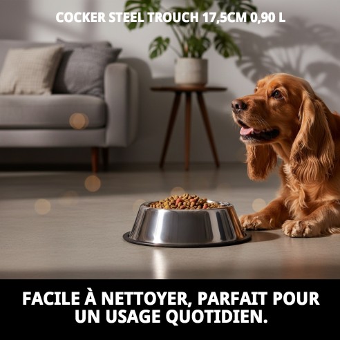 Bol en acier pour Cocker 17,5 cm - 0,90 L qui dure