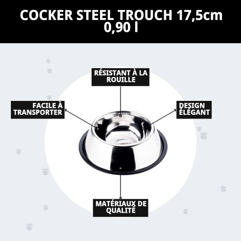 Bol en acier pour Cocker 17,5 cm - 0,90 L qui dure
