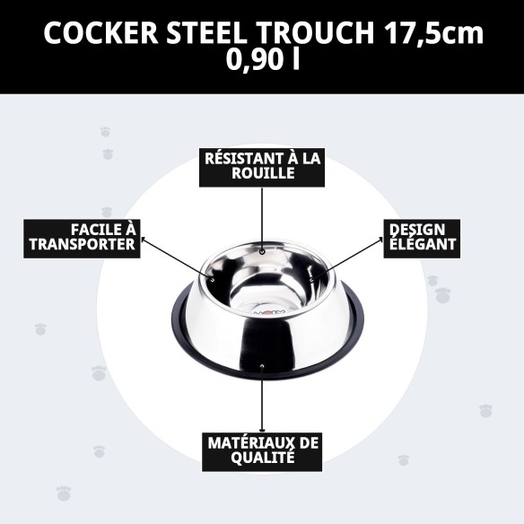 Bol en acier pour Cocker 17,5 cm - 0,90 L qui dure
