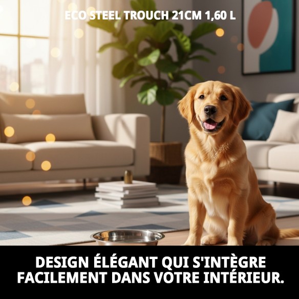 Bol en acier Eco 21 cm - Capacité 1,6 L pour animaux de compagnie