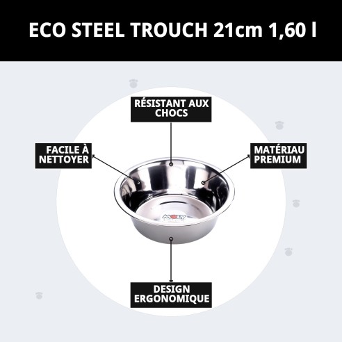 Bol en acier Eco 21 cm - Capacité 1,6 L pour animaux de compagnie