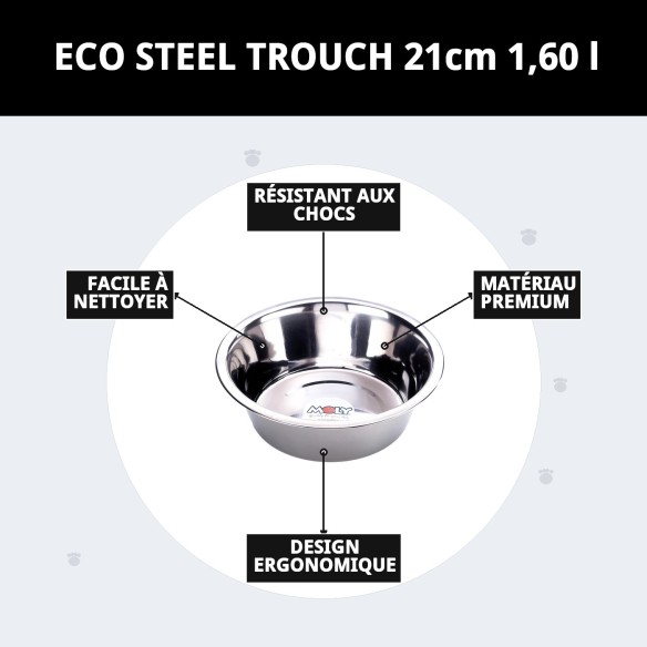 Bol en acier Eco 21 cm - Capacité 1,6 L pour animaux de compagnie