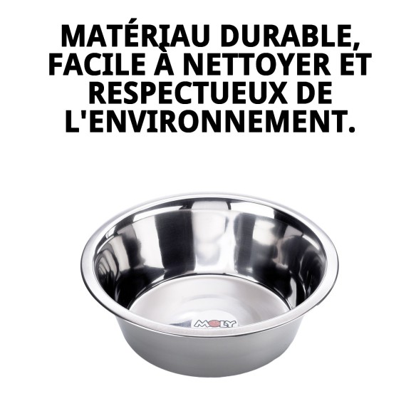 Bol en acier Eco 25 cm - Capacité 2,6 L pour animaux de compagnie