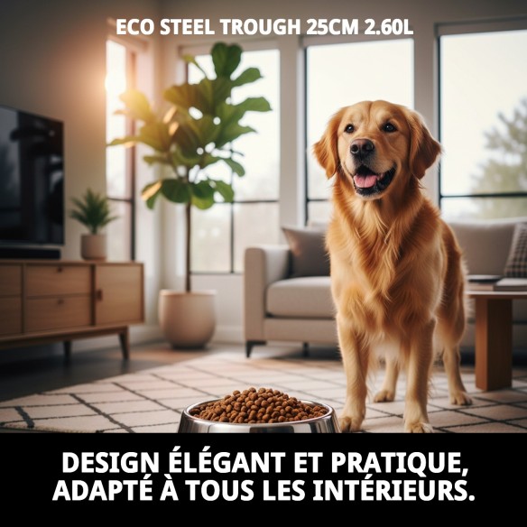 Bol en acier Eco 25 cm - Capacité 2,6 L pour animaux de compagnie
