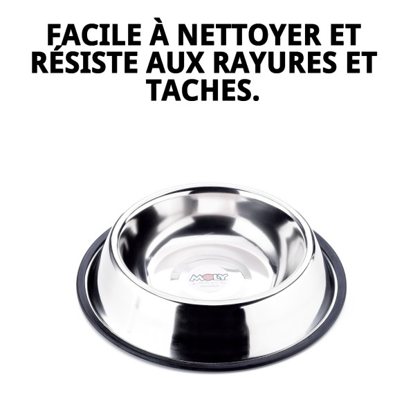 Bol en Acier Antidérapant 22 cm - 1,55 L pour Animaux de Compagnie