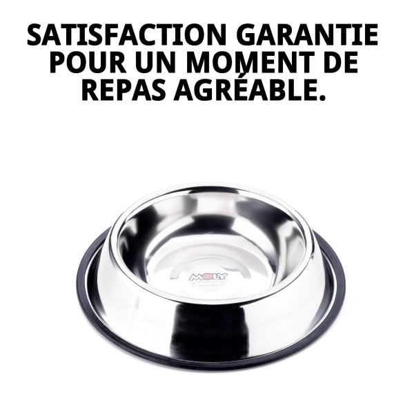 Bol en Acier Antidérapant 22 cm - 1,55 L pour Animaux de Compagnie