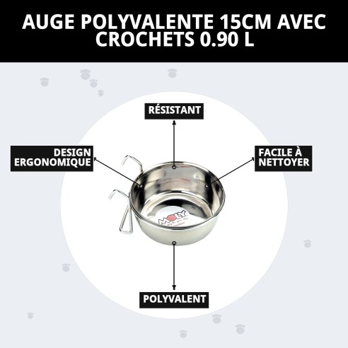 Comedero Multiusos 15cm avec Crochets - Idéal pour votre Animal de Compagnie