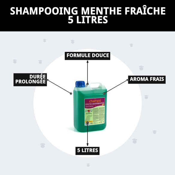 Shampoing Menthe Fraîche 5L : Protection et fraîcheur pour votre chien.