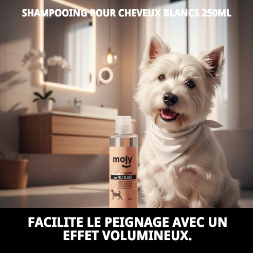 Shampoing pour Poils Blancs 250ml - Brillance et Volume pour Animaux de Compagnie