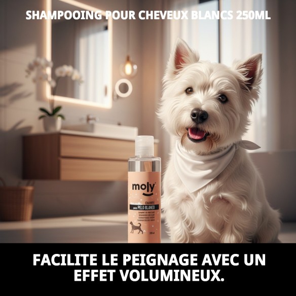Shampoing pour Poils Blancs 250ml - Brillance et Volume pour Animaux de Compagnie