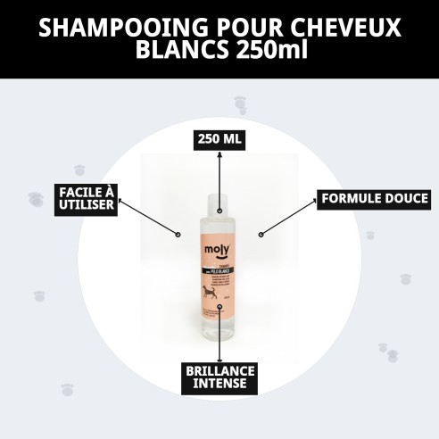 Shampoing pour Poils Blancs 250ml - Brillance et Volume pour Animaux de Compagnie