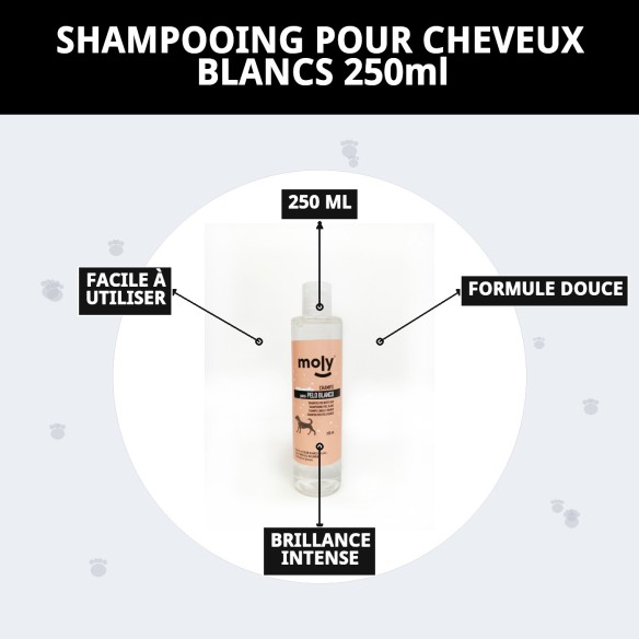 Shampoing pour Poils Blancs 250ml - Brillance et Volume pour Animaux de Compagnie