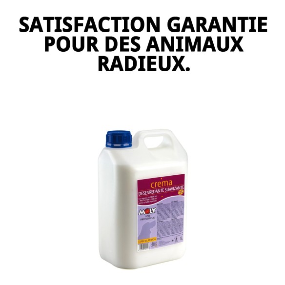 Crème adoucissante 5 litres pour le soin des animaux de compagnie.