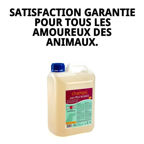 Shampoo 5L pour animaux à poils blancs, brillance et volume.