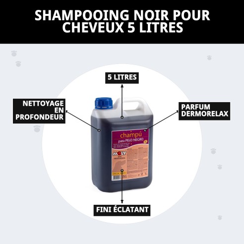 Shampoo pour Chiens Poils Noirs 5L | Brillance et Nettoyage Intense