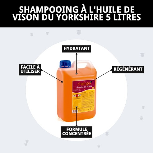 Shampoo Huile de Vison 5L pour Yorkshire : Brillance et Douceur