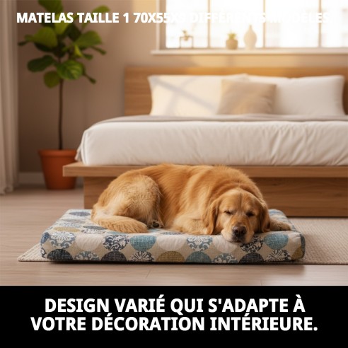 Matelas Taille 1 70x55x9 pour Animaux - Plusieurs Designs